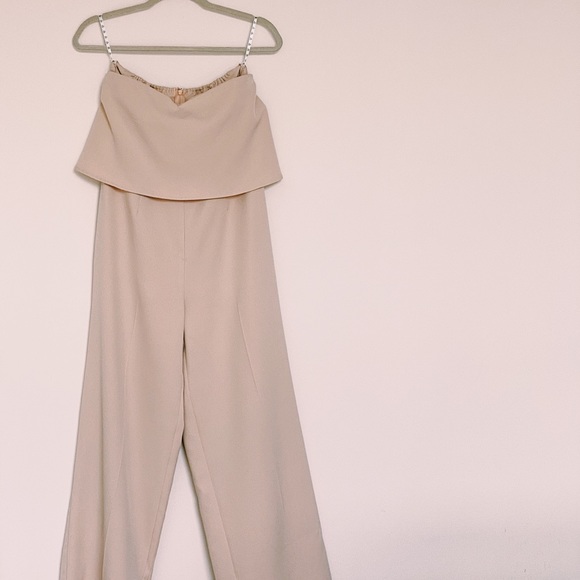 cream strapless jumpsuit
